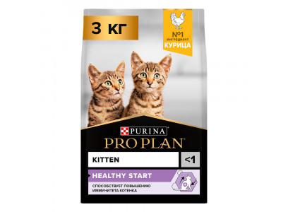 Сухой Корм Pro Plan (ПроПлан) Для Котят Курица Kitten Chicken Healthy Start 3кг 