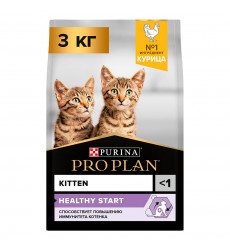 Сухой Корм Pro Plan (ПроПлан) Для Котят Курица Kitten Chicken Healthy Start 3кг