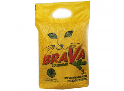 Наполнитель Для Кошачьего Туалета BRAVA (Брава) Сосновый Эко Древесный Впитывающий 3л (1*9) 