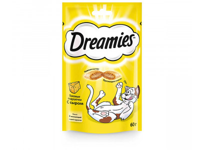 Лакомство Подушечки Dreamies (Дримс) Для Кошек Сыр Cat Treats With Delicious Cheese 60г (1*6)  