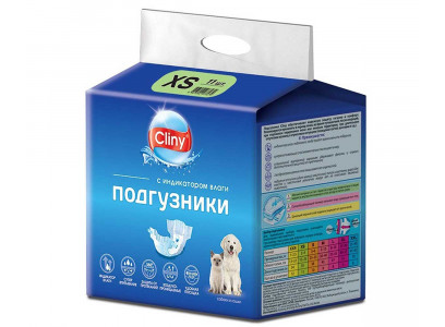 Подгузники Для Собак и Кошек Cliny (Клини) XS 2-4кг 11шт К201  