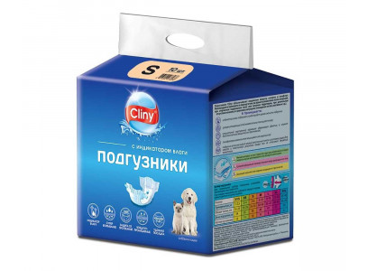 Подгузники Для Собак и Кошек Cliny (Клини) S 3-6кг 10шт К202  