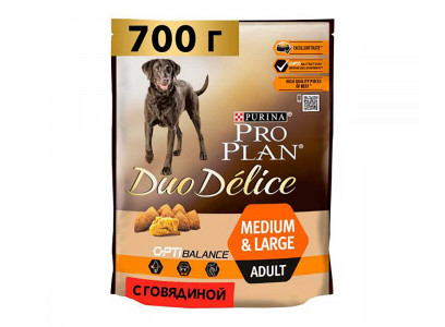 Сухой Корм ProPlan (Проплан) Для Собак Всех Пород Говядина и Рис Duo Delice Medium & Large Adult 700г (1*4)  
