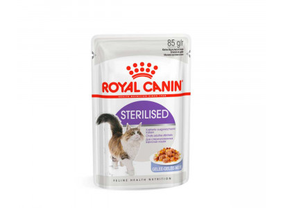 Влажный Корм Royal Canin (Роял Канин) Для Стерилизованных Кошек и Кастрированных Котов Аппетитные Кусочки в Желе Feline Health Nutrition Sterilised Jelly 85г (1*12)  