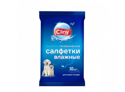 Салфетки Для Кошек и Собак Cliny (Клини) Влажные Гигиенические 10шт К101  