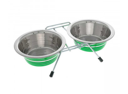 Подставка Низкая + 2 Миски Для Кошек и Собак Мелких и Средних Пород Цветная 2*360мл 3155 Vm-2700G 