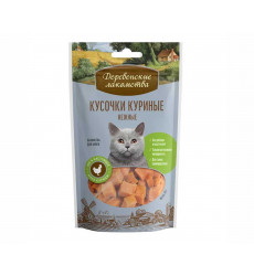 Лакомства Для Кошек Деревенские Лакомства Кусочки Куриные 45г 79711342